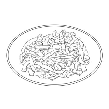 中國傳統(tǒng)美食粵菜干炒牛河線稿