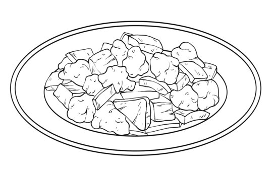 中國傳統(tǒng)美食粵菜咕嚕肉線稿