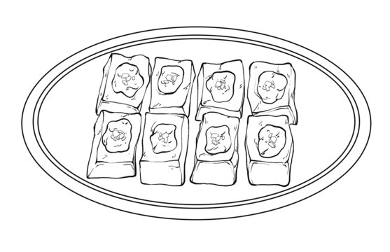 中國傳統(tǒng)美食粵菜釀豆腐線稿