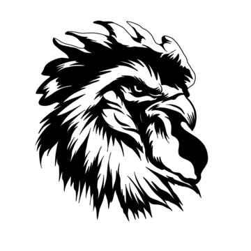 黑白公雞插畫(huà)