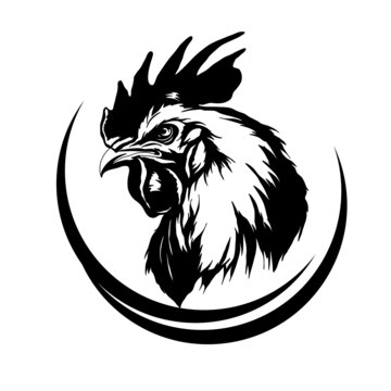 黑白公雞插畫