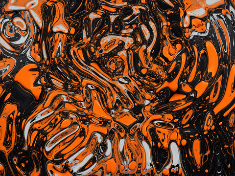 黑橙色抽象流体画