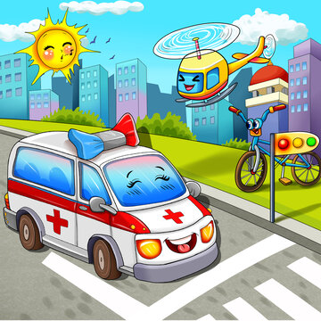 卡通救護(hù)車(chē)