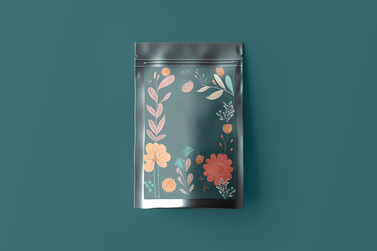 花紋植物深綠色包裝圖案