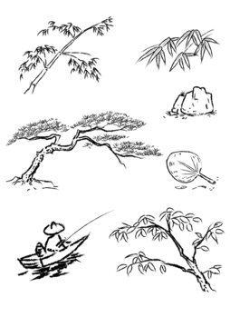國(guó)風(fēng)點(diǎn)景元素矢量素材