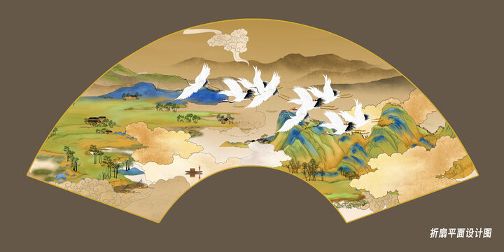 折扇青綠山水