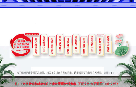 教師職業(yè)行為十項(xiàng)準(zhǔn)則文化墻