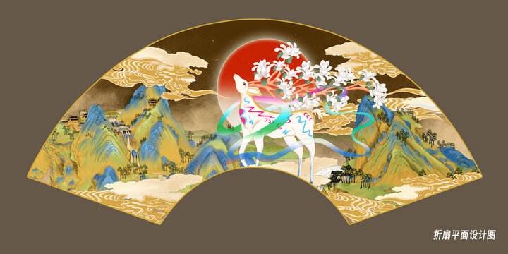 折扇國潮鹿