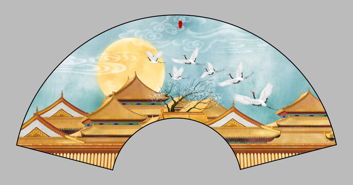 折扇古風(fēng)插畫