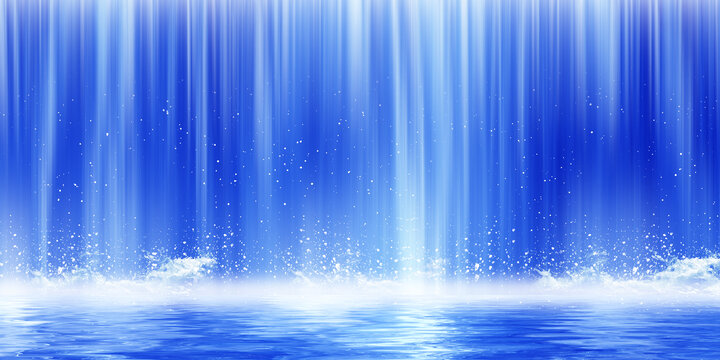 流水生財(cái)瀑布背景墻