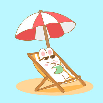 海邊度假的兔子
