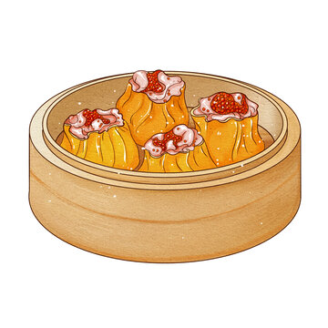 中國傳統(tǒng)美食廣式早茶蟹黃燒麥