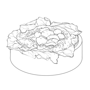 中國(guó)傳統(tǒng)美食廣式早茶荷葉飯線稿