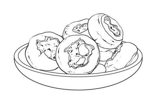 中國傳統(tǒng)美食廣式早茶雞仔餅線稿