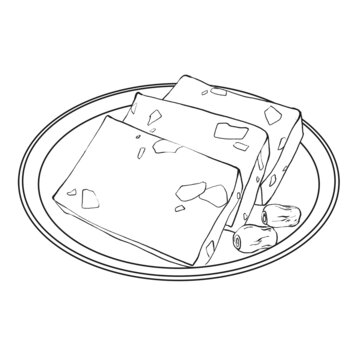 中國傳統(tǒng)美食廣式早茶馬蹄糕線稿
