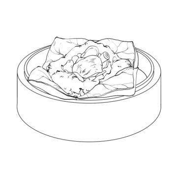 中國傳統(tǒng)美食廣式早茶糯米雞線稿