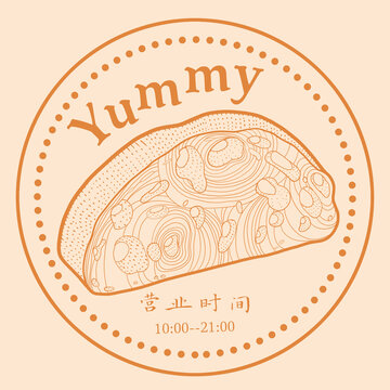 面包片圓形插畫