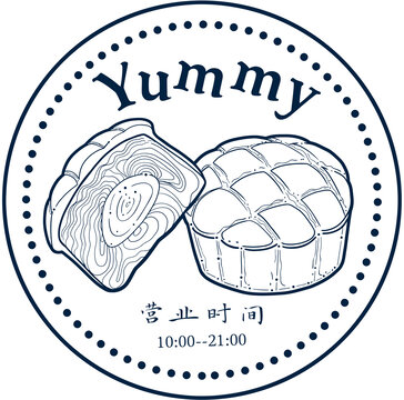 菠蘿包面包圓形插畫