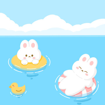 海中游泳插畫