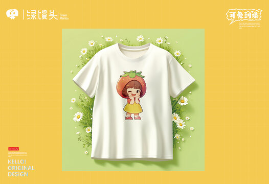 可愛(ài)的草莓女孩插畫(huà)