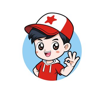 卡通可愛(ài)小男孩OK頭像矢量圖