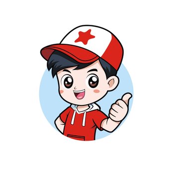 卡通可愛小男孩點(diǎn)贊頭像矢量圖