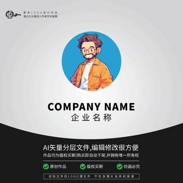 帥哥型男孩學生青少年LOGO