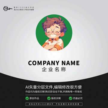 帥哥型男孩學(xué)生青少年LOGO