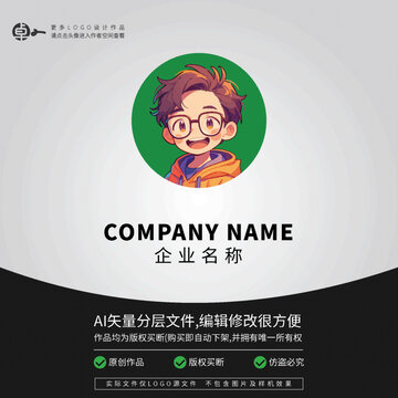 帥哥型男孩學(xué)生青少年LOGO