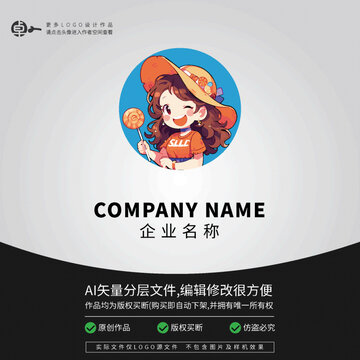 美妹子女孩學(xué)生卡通LOGO