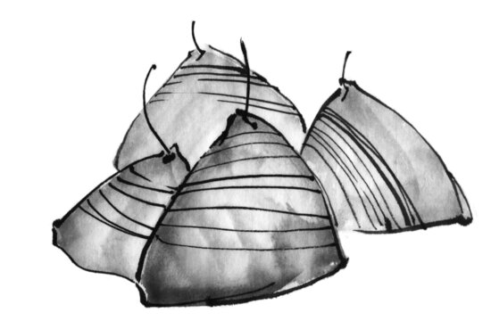國(guó)畫(huà)水墨畫(huà)分層素材四個(gè)粽子