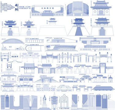 安陽(yáng)地標(biāo)建筑矢量線稿