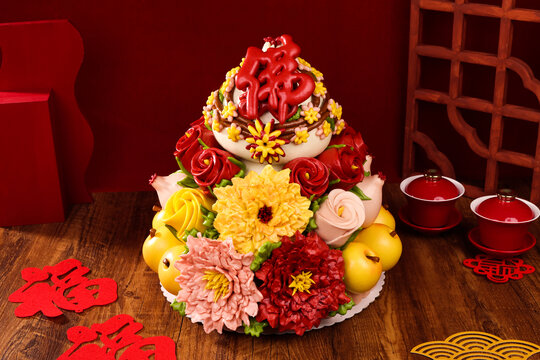 手工面食花餑餑佛字花團(tuán)錦簇