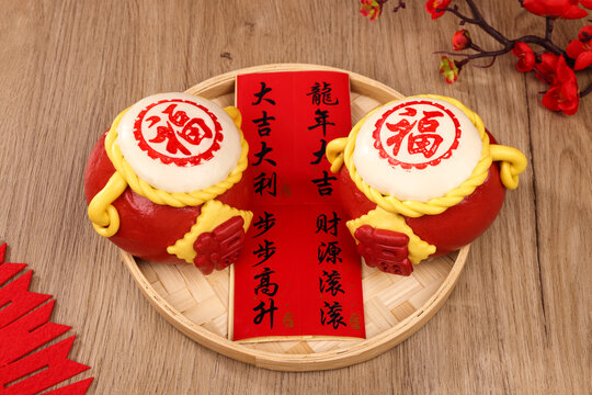 手工面食花餑餑喜面鼓一對(duì)