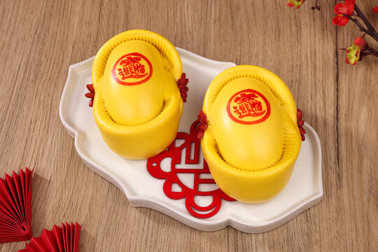 手工面食花餑餑元寶一對(duì)