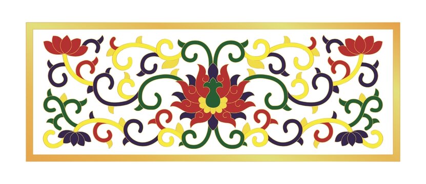 矢量寶相花纏枝花紋