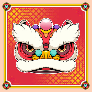 新年國(guó)潮吉祥喜慶舞獅獅子頭