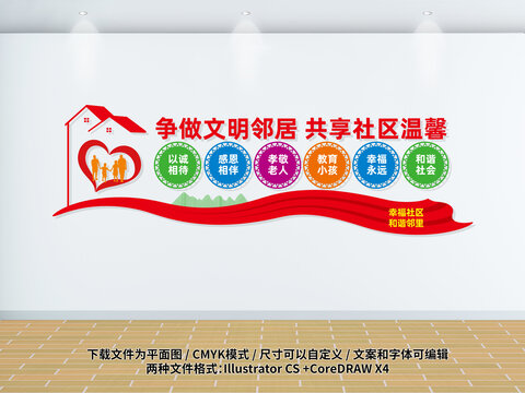 幸福社區(qū)和諧鄰里文化墻