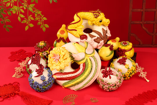 手工面食花餑餑龍鳳呈祥組合