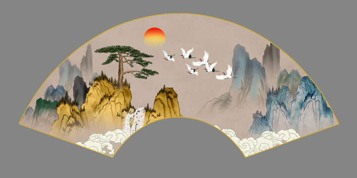 折扇古風插畫