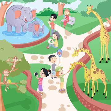 卡通手繪兒童繪本動物園