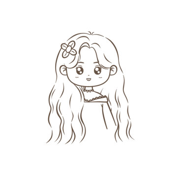 線條女孩插畫