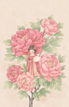 中國(guó)風(fēng)十二花令牡丹