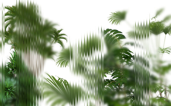 綠植朦朧玻璃