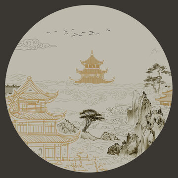 圓形山水畫