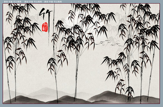 墨竹背景墻