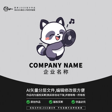 浣熊音樂形象卡通動(dòng)物L(fēng)OGO