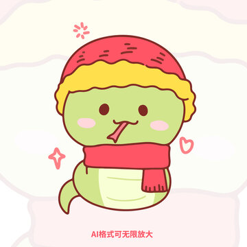 卡通蛇戴帽子