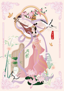 古風(fēng)美女包裝手繪