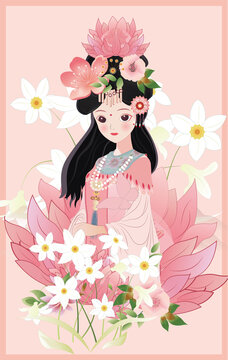 漫畫古風(fēng)美女手繪花仙子